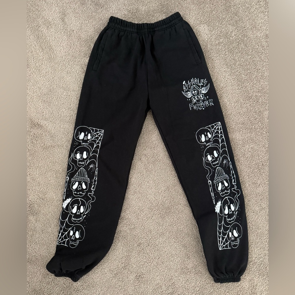 ALF ASSHOLES LIVE FOREVER Cotton Goth Drawstring Waist Cotton Jogger Sweatpants